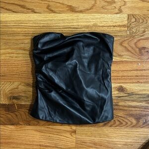 White Fox Boutique Black Strapless Leather Top